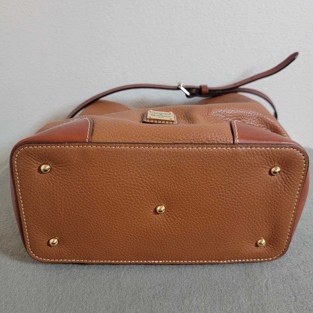 Dooney & Bourke Pebble Grain Leather Satchel Bag Caramel Brown Crossbody Handbag - Picture 7 of 16